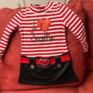 Lilt Red and White Striped 'I Love Santa' Dress
